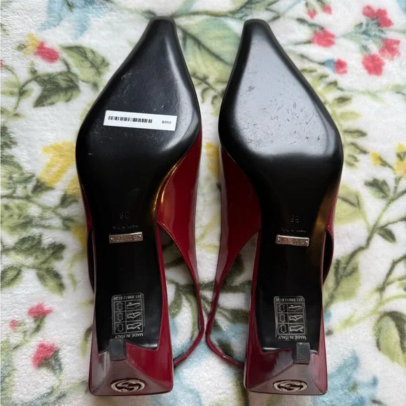 NWT - Gucci Burgundy Patent Leather Slingbacks - Size 38 - Picture 10 of 10